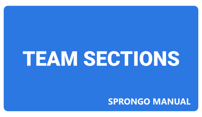 Sprongo Manual – Team Sections